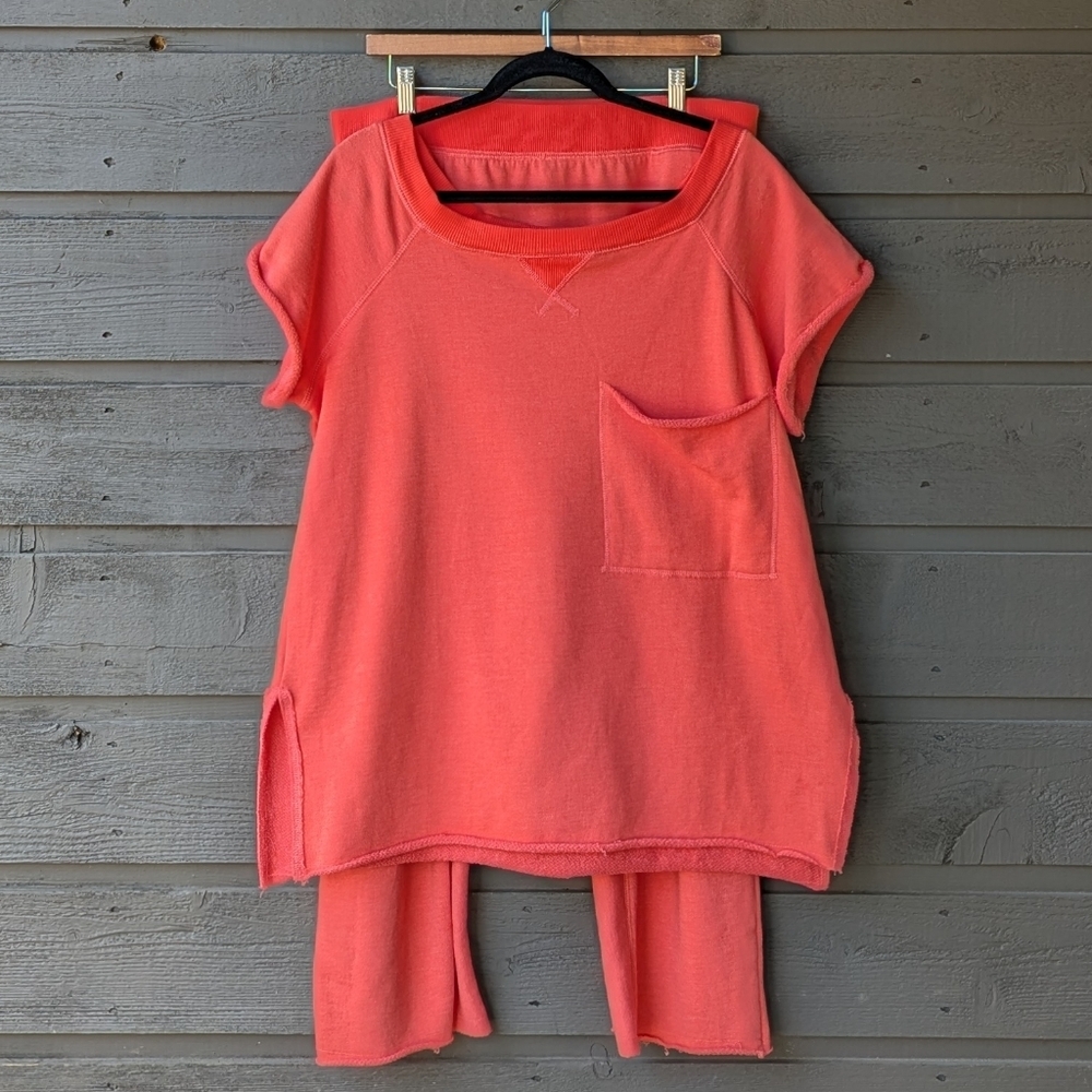 FP Movement Winning Stretch Set Summer Poppy Coral Size Large Harem Drop Crotch